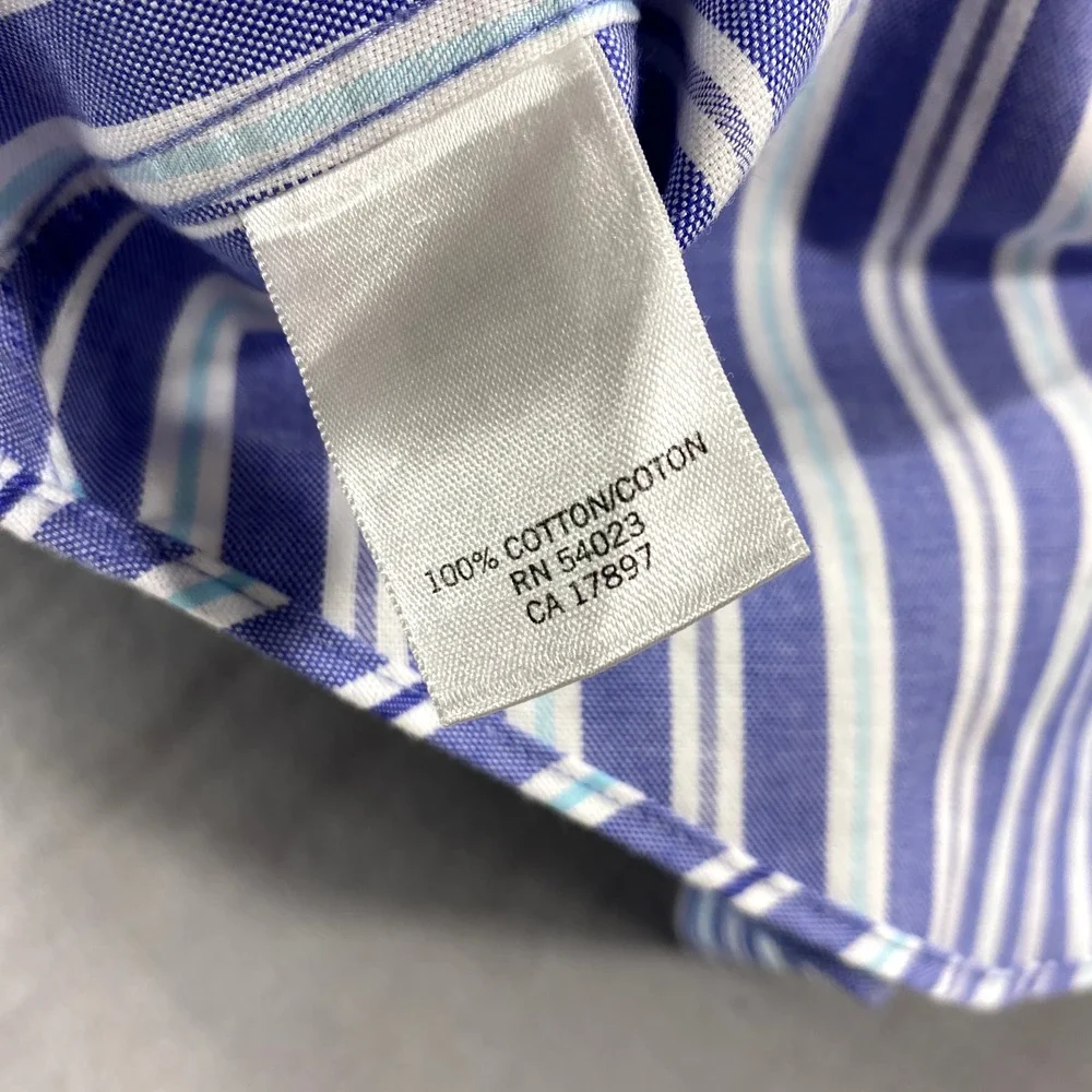Banana‎ Republic Shirt Mens Large 16.5 34/35 Blue Striped Slim Button Up Dress